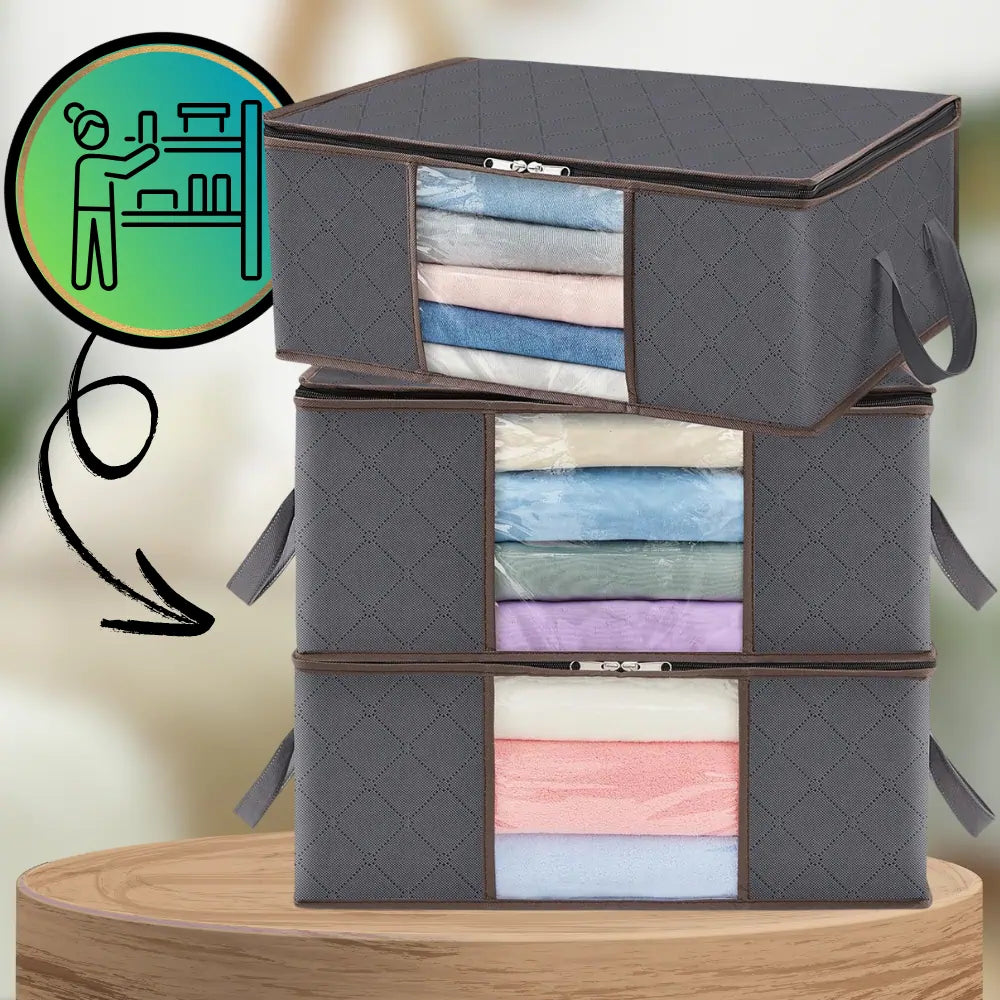 3 organizatoru komplekts skapim, drēbēm un gultasveļai, 35L