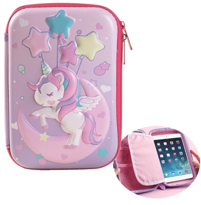 Rozā zīmuļu maciņš ar vienradzi