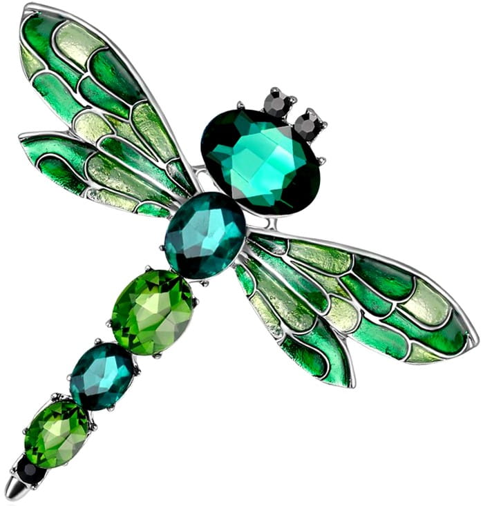 Broša, zaļas kristāla detaļas