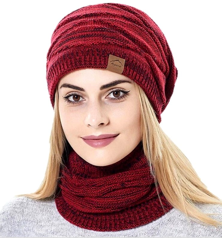 Sieviešu šalles un cepures komplekts R68