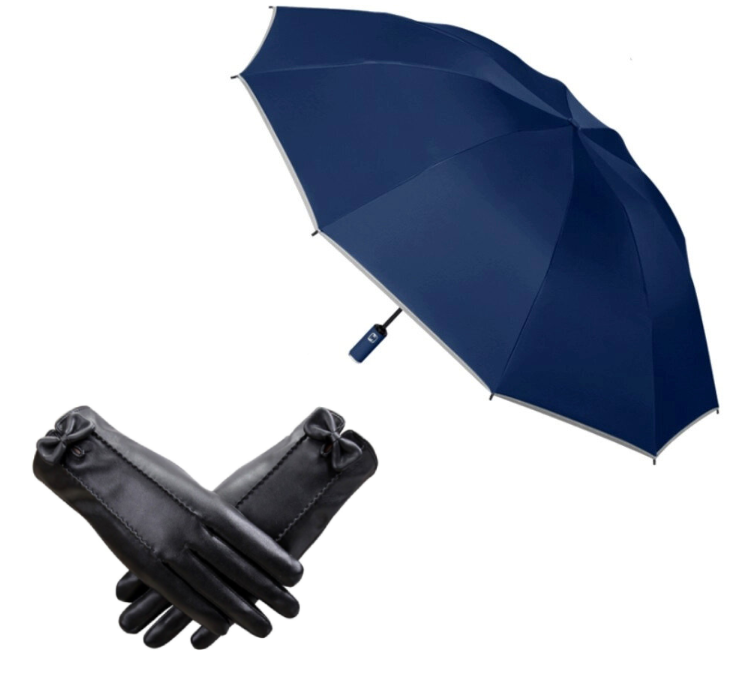 Saliekams lietussargs ar cimdiem