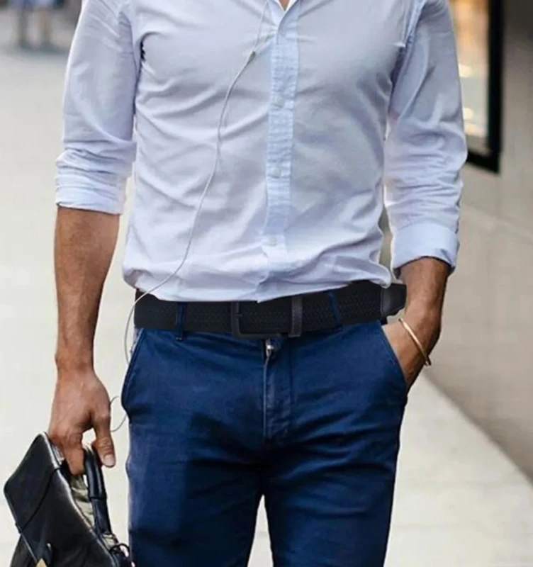 Universāla elastīgā josta bez caurumiem U51, melna D111