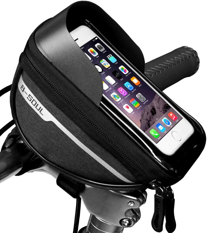 Ūdensizturīgs velosipēda telefona maciņš.