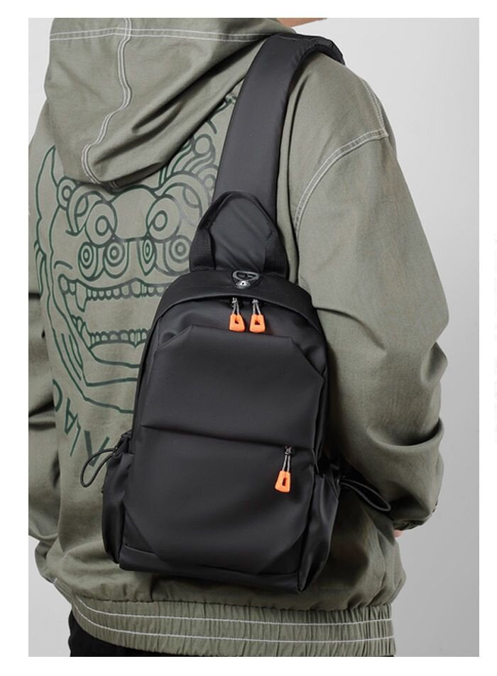 Vīriešu daudzfunkcionāla pretzagļu USB plecu mugursoma, melna