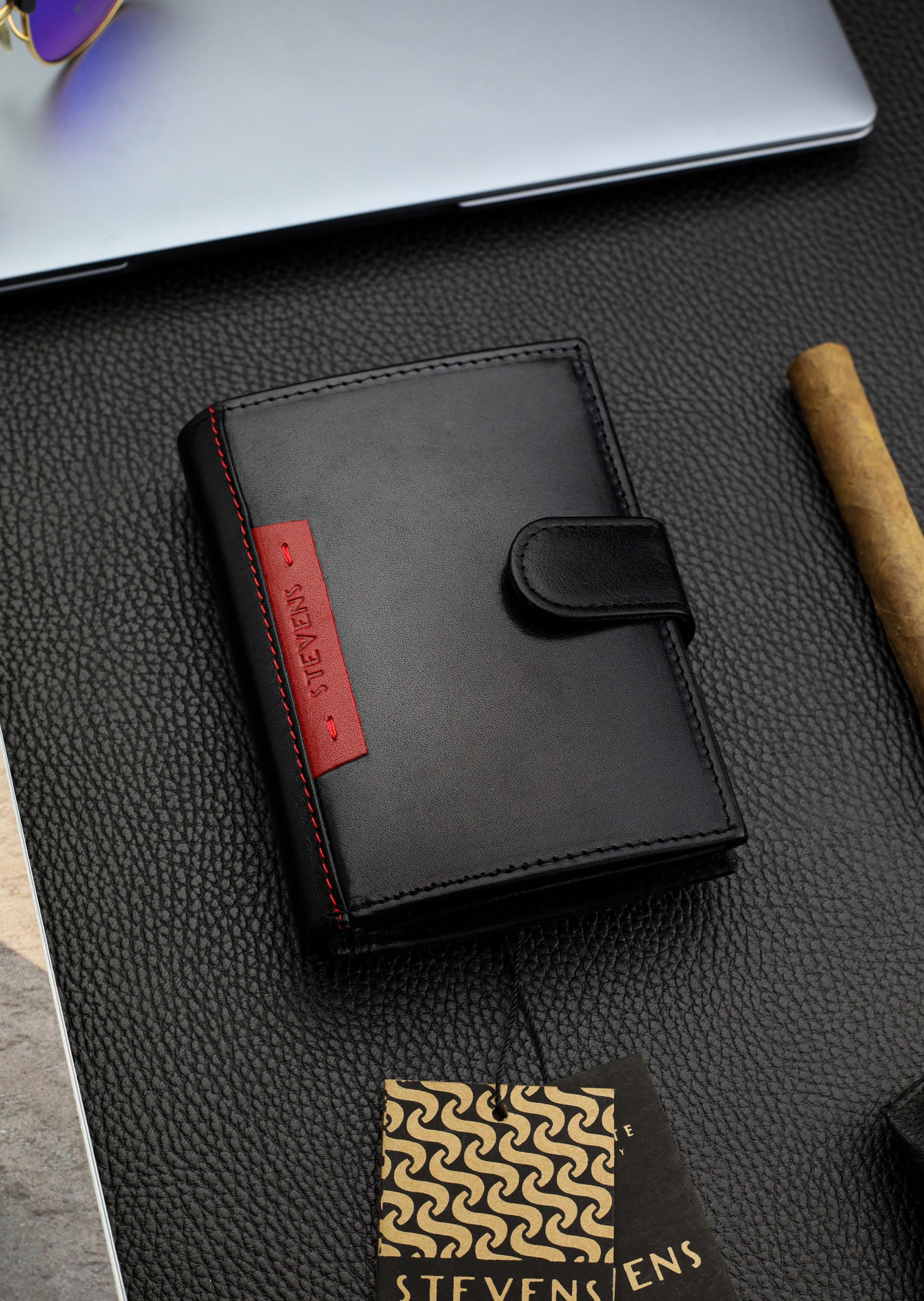 Vīriešu īstas ādas maks Stevens Z05, melns S514