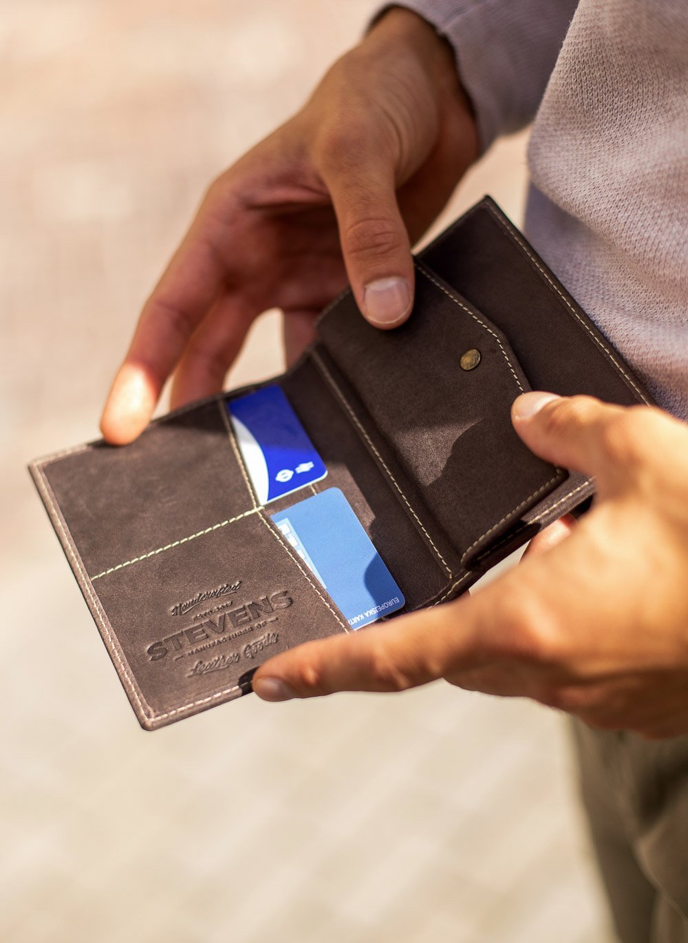 Vīriešu ādas maks STEVENS RFID ar aizsardzību Slim SLIM S199