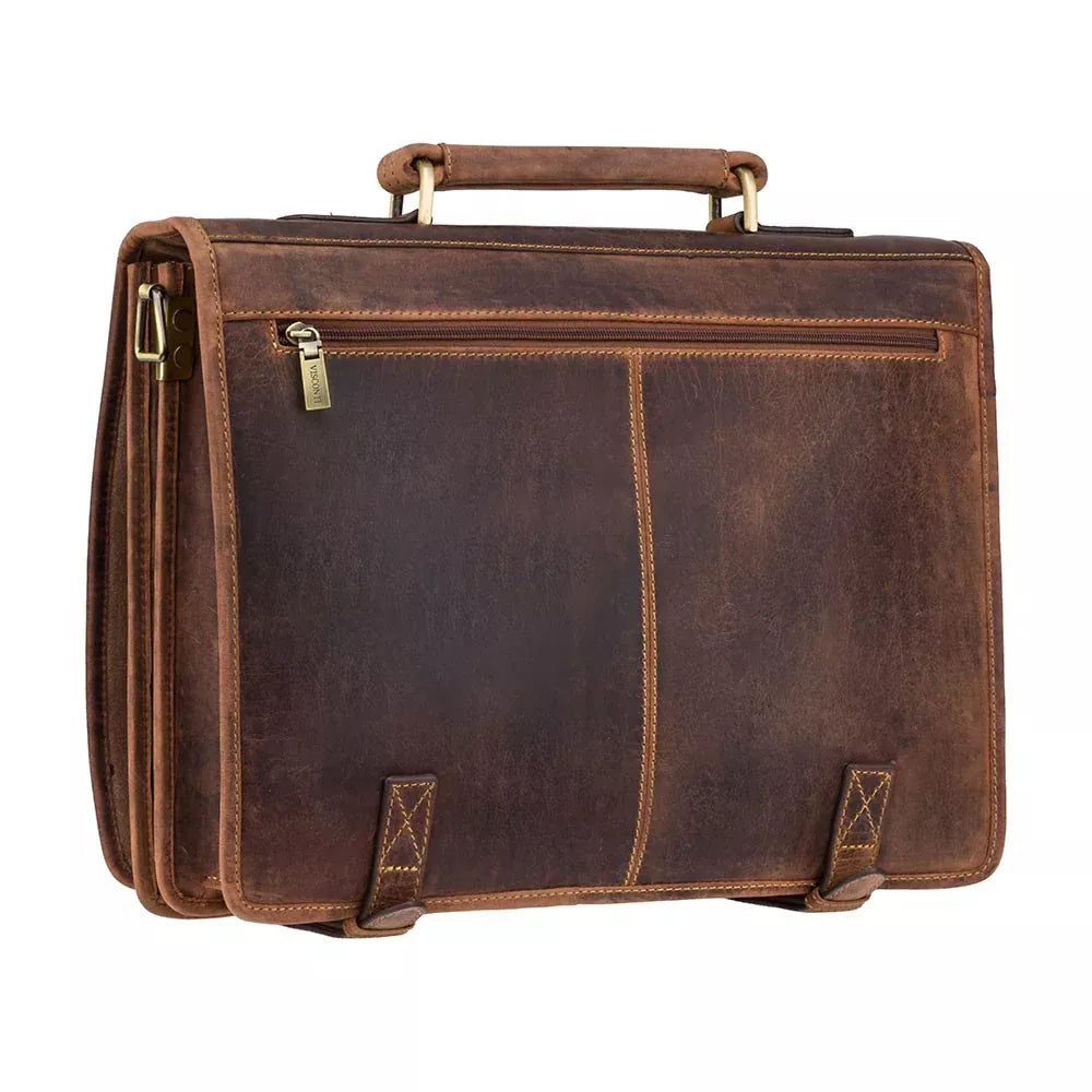 Vīriešu ādas rokassoma Visconti 16134, gaiši brūna, trīs nodalījumi, ar plecu siksnu