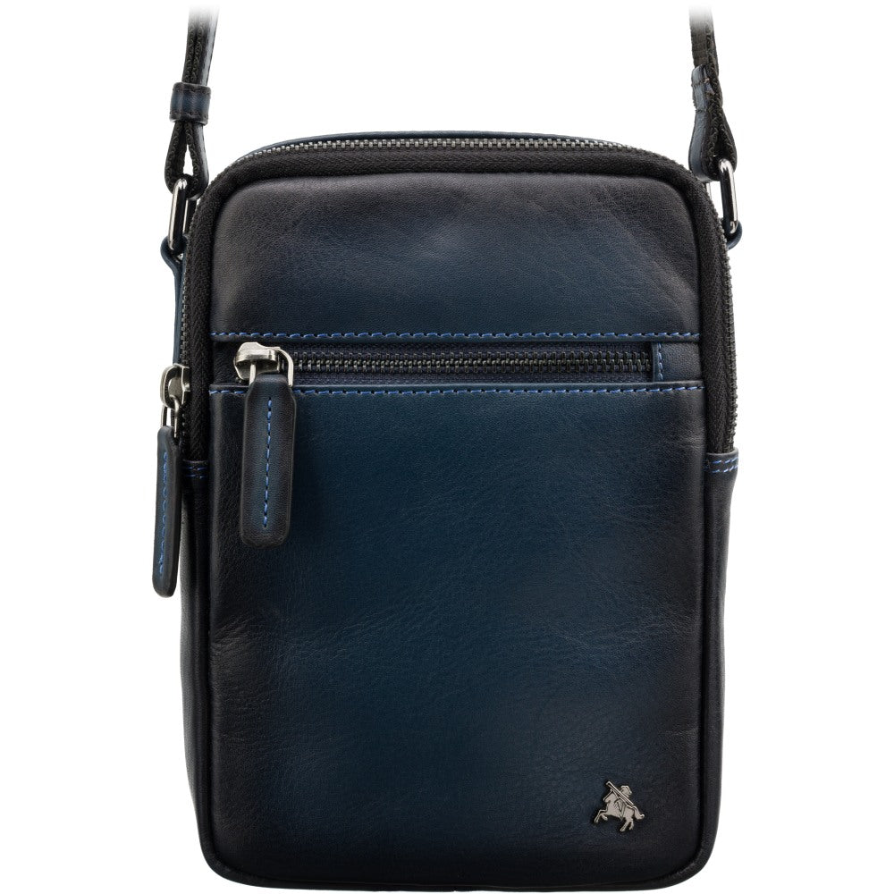 Vīriešu ādas plecu soma, Visconti AT-43, zila