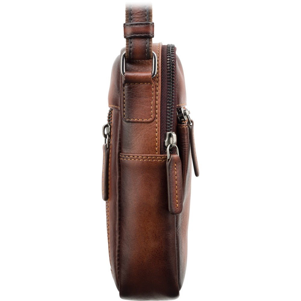 Vīriešu ādas plecu soma, Visconti AT-43, brūna