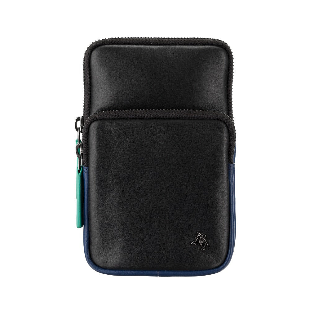 Vīriešu ādas rokassoma, Visconti S-5, melni zila R216