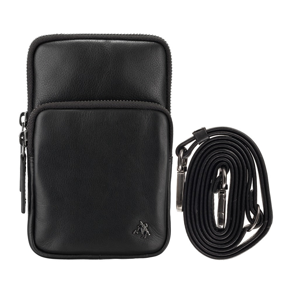 Vīriešu ādas rokassoma, Visconti S-5, melna R217