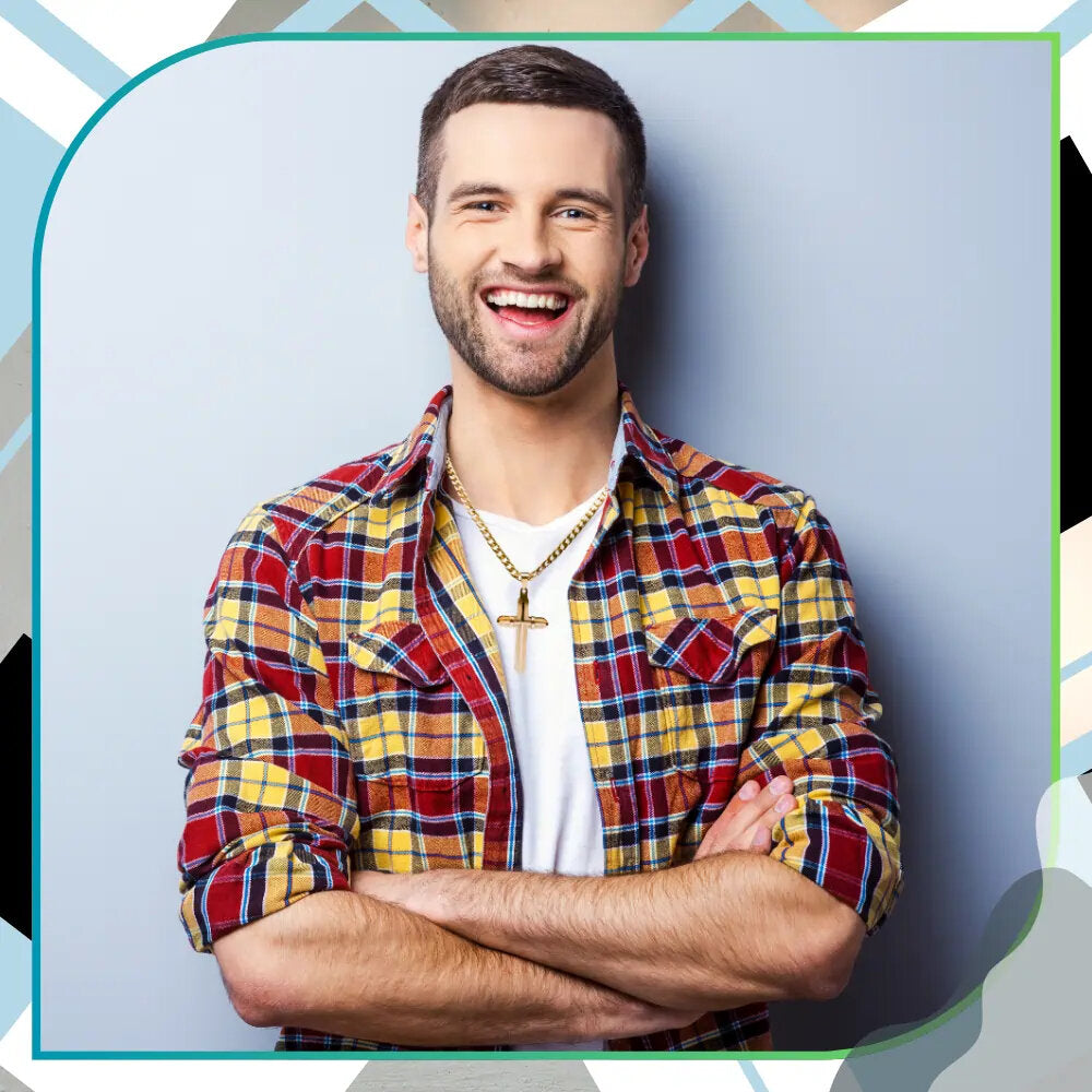 Vīriešu un sieviešu krusta kulons, zelta krāsā, ķirurģiskais tērauds