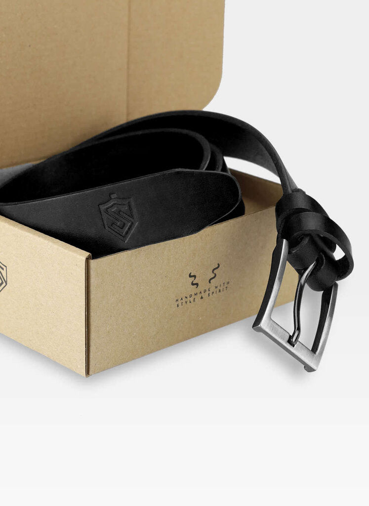 Vīriešu ādas josta Stevens, melna