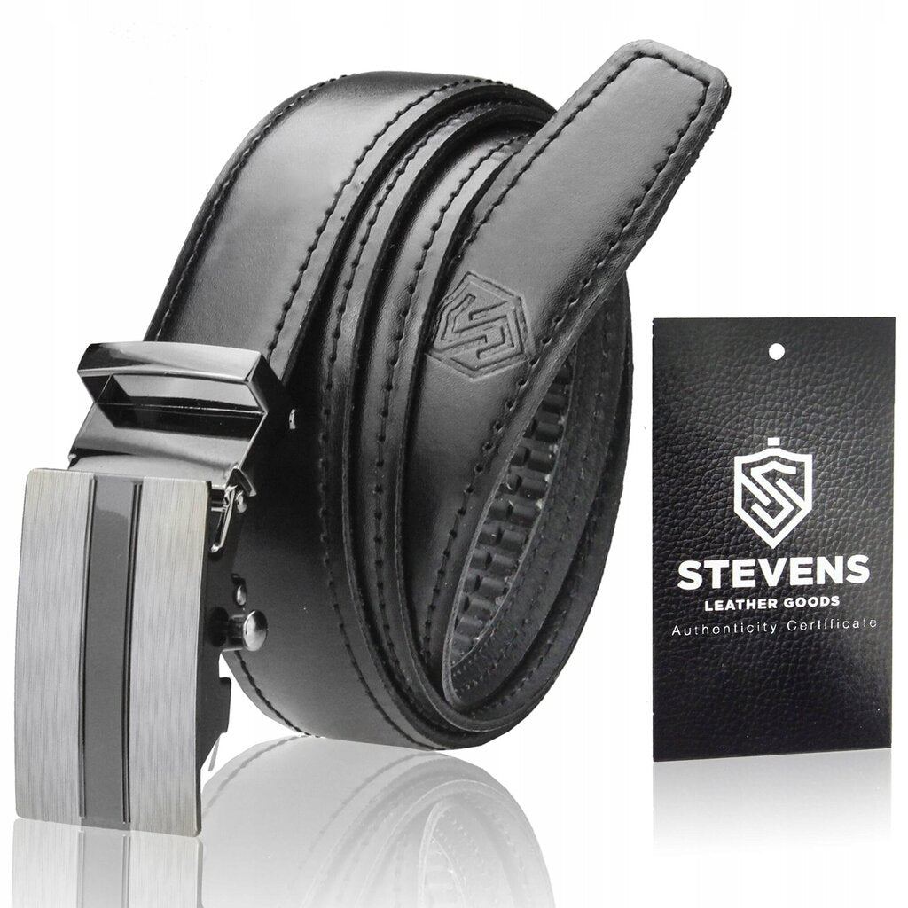 Vīriešu ādas josta Stevens ar automātisko sprādzi, melna D33