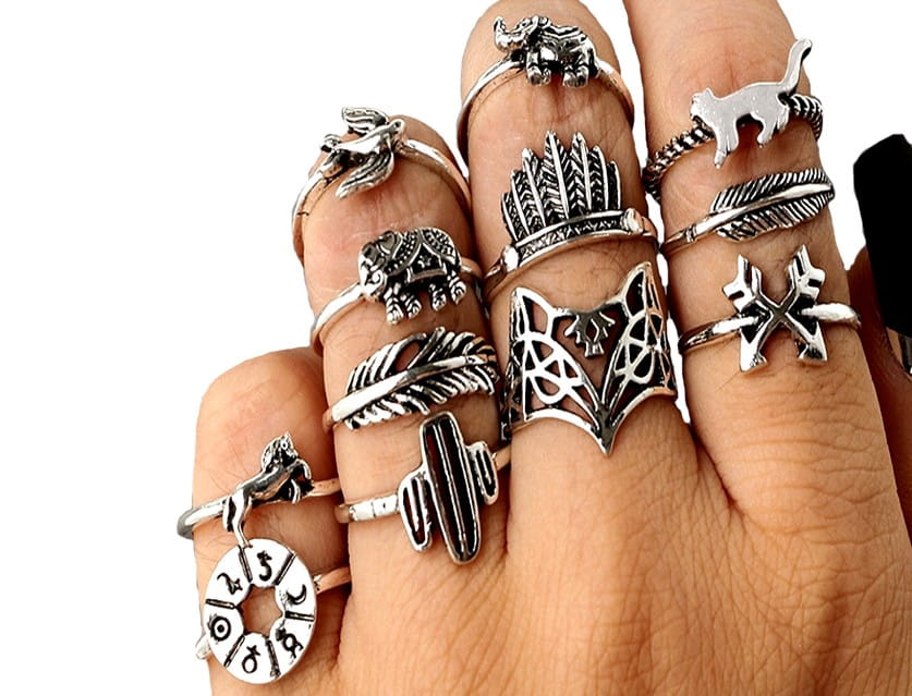 Gredzenu komplekts 12 gab., sudraba krāsā