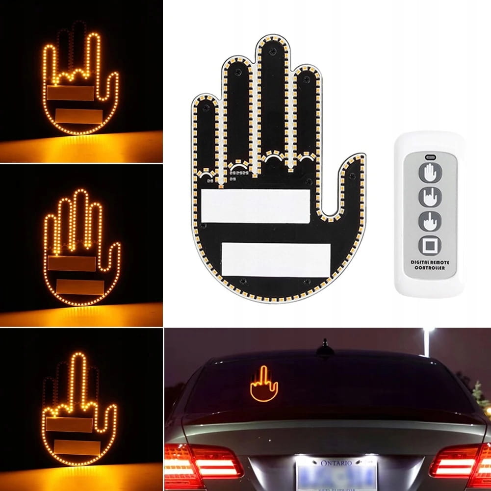 LED lampa automašīnai, žesti, vidējais pirksts