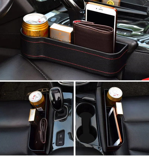 Automašīnas ādas organizators krūzītēm, telefonam un atslēgām