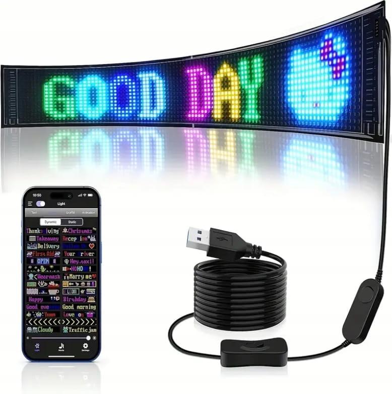 LED displejs, krāsains, automašīnai, Melex, Bluetooth, USB, projekts XXXL