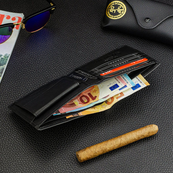 Īstas ādas vīriešu maks SLIM Stevens 84, melns S1033 