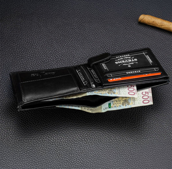 Melns vīriešu maks STEVENS ar ķēdīti S1084