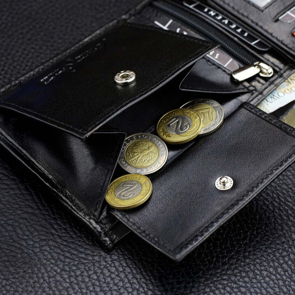 Melns vīriešu maks STEVENS ar ķēdīti S1084