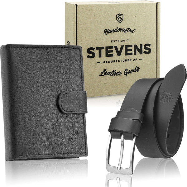 Dāvanu komplekts vīriešu makam un jostai Stevens, melns D152