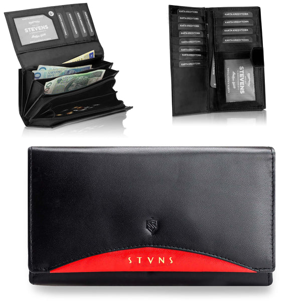 Sieviešu ādas maks Stevens, melns, RFID 210-R