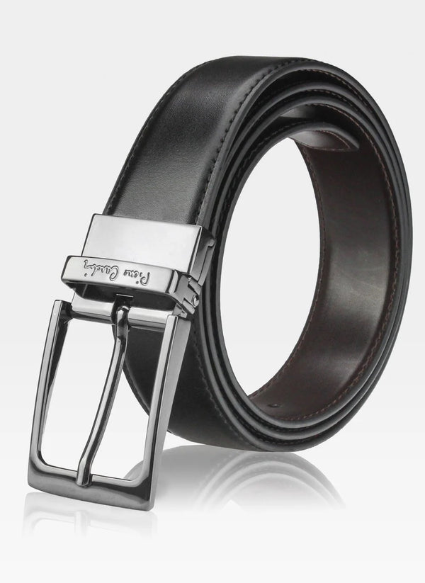 Vīriešu komplekts „Pierre Cardin”: ādas maks un divpusēja josta, melna/brūna 75T8806BR