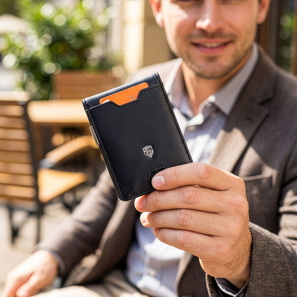 Vīriešu plāns ādas maks, karšu turētājs ar RFID F02 S18