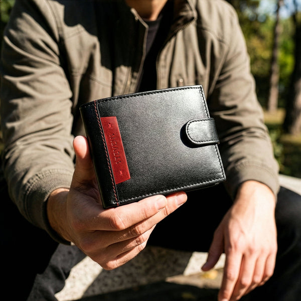 Vīriešu īstas ādas maks Stevens Z05-325A, melns N391