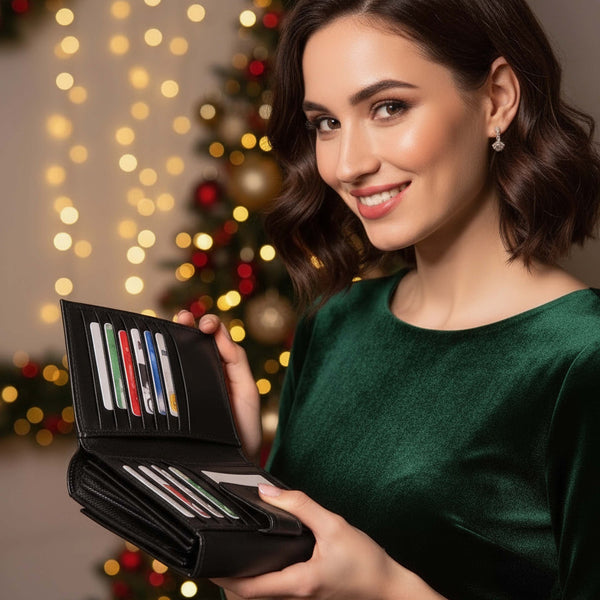 Sieviešu ādas maks Stevens, melns, RFID 210-R