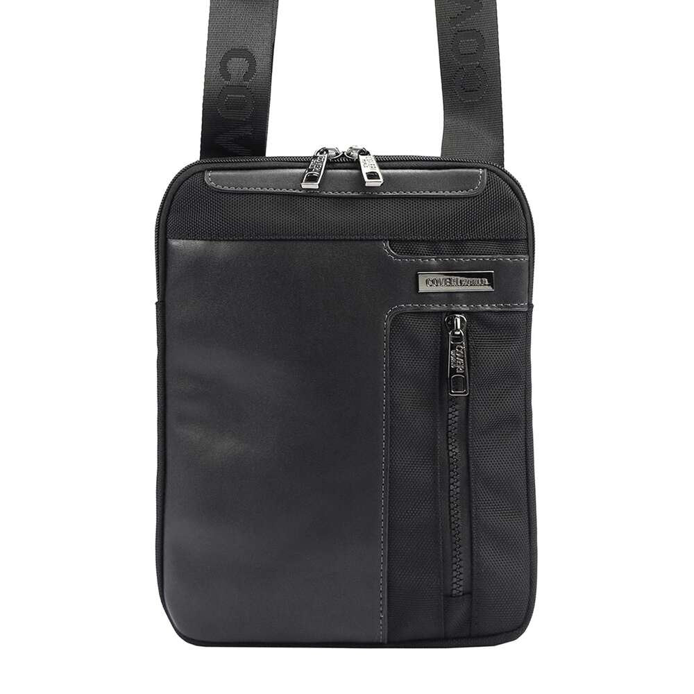 Vīriešu melna crossbody soma Coveri World CW2263 ar regulējamu siksnu