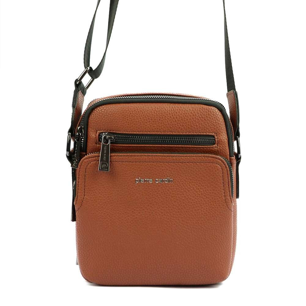 Vīriešu brūna eko ādas crossbody soma Pierre Cardin ar regulējamu siksnu