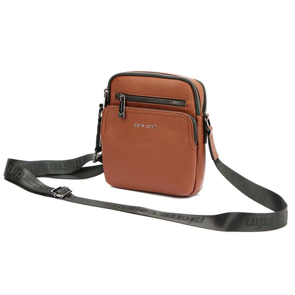Vīriešu brūna eko ādas crossbody soma Pierre Cardin ar regulējamu siksnu