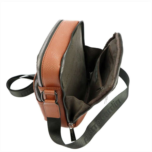 Vīriešu brūna eko ādas crossbody soma Pierre Cardin ar regulējamu siksnu