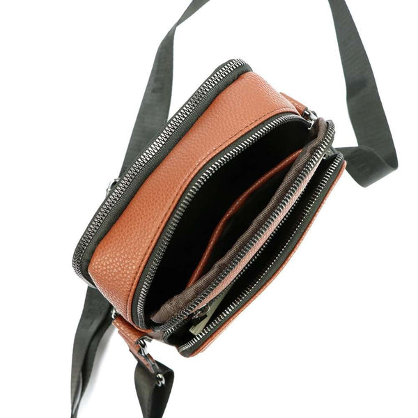 Vīriešu brūna eko ādas crossbody soma Pierre Cardin ar regulējamu siksnu