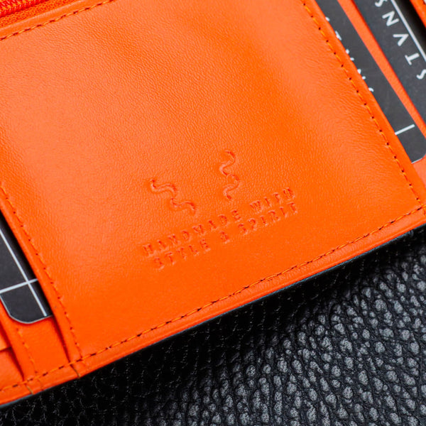 Vīriešu ādas maks Stevens Airtag BLK/ORA S185