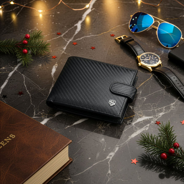 Vīriešu ādas maks Stevens 325A Carbon, melns S189