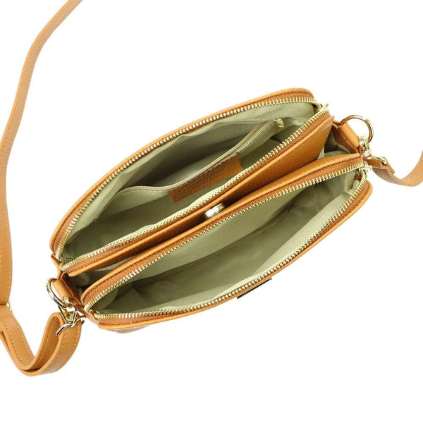 Moteriška odinė crossbody rankinė MiaMore, ruda