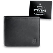 Īstas ādas vīriešu maks SLIM Stevens 84, melns S1033 