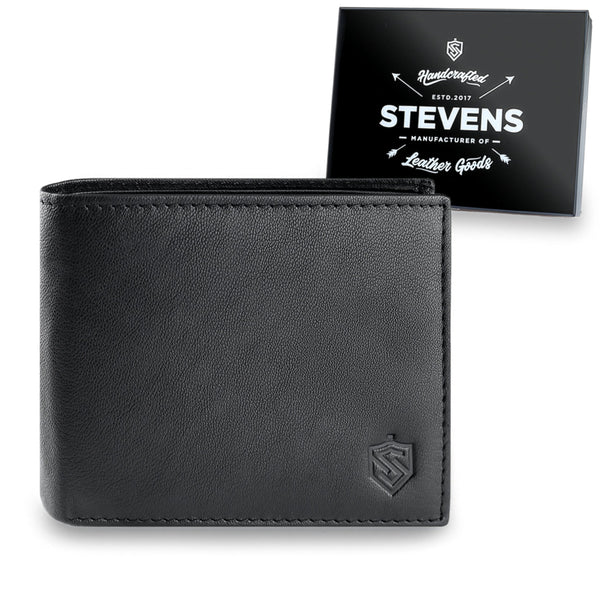 Īstas ādas vīriešu maks SLIM Stevens 84, melns S1033 