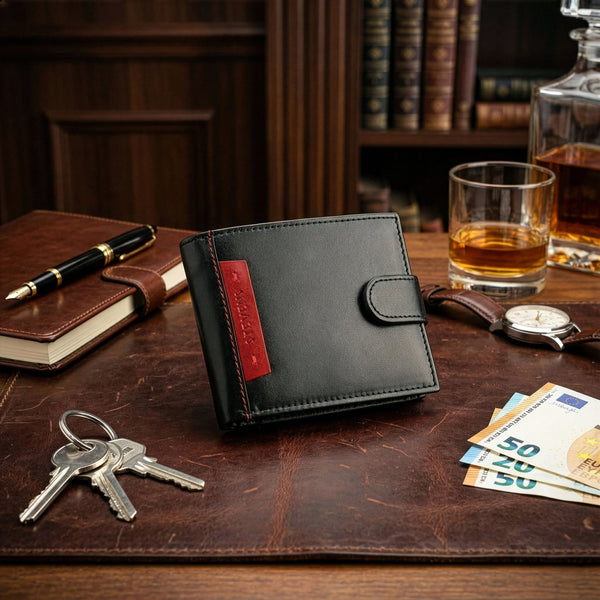 Vīriešu īstas ādas maks Stevens Z05-325A, melns N391