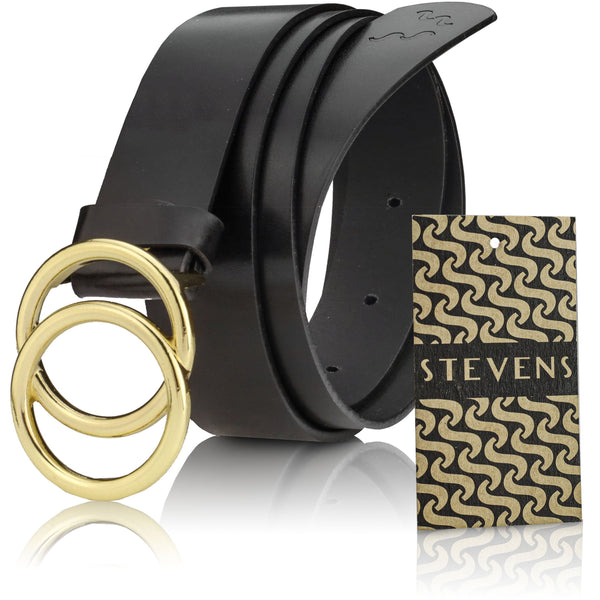 Sieviešu ādas josta Stevens, melna
