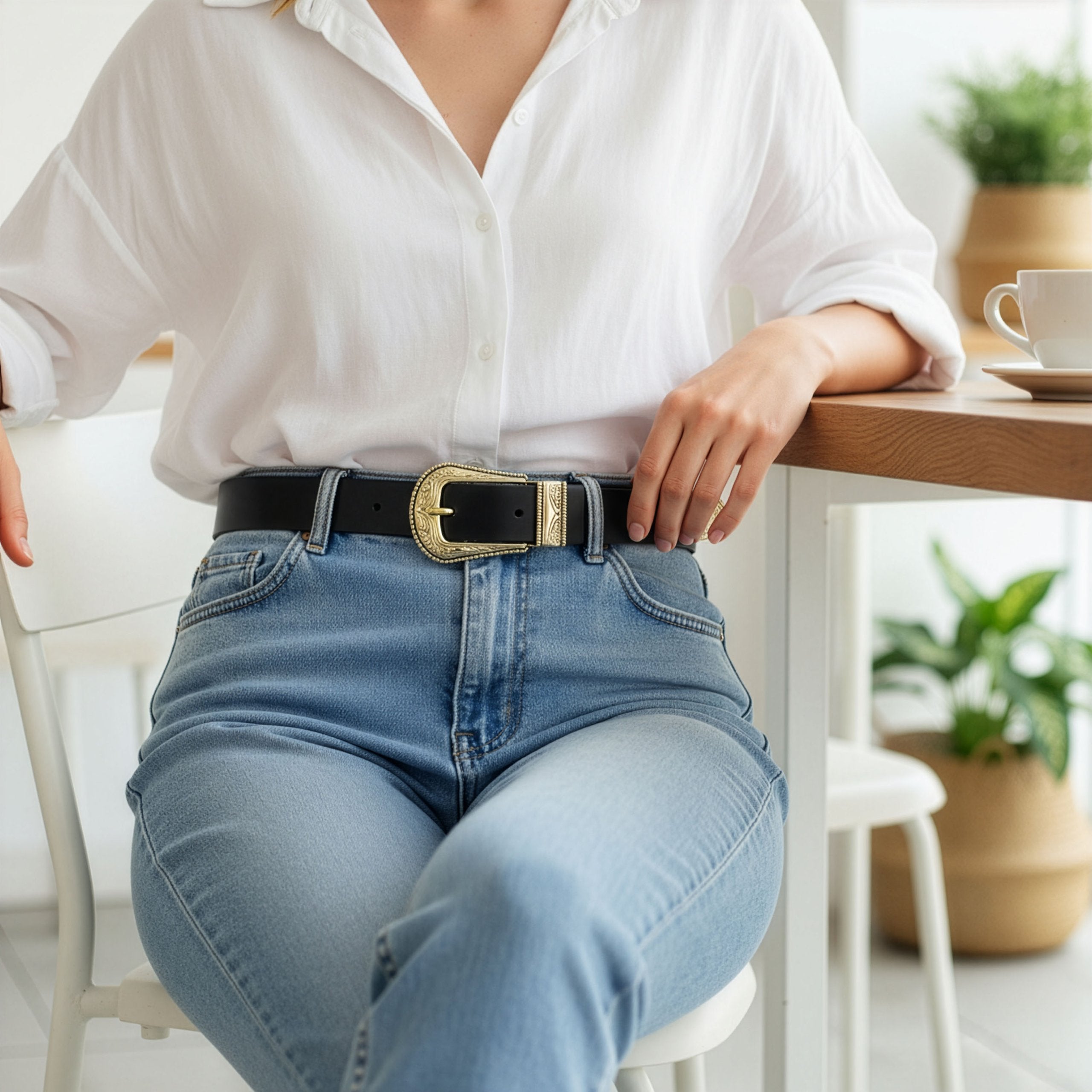 Ādas josta Stevens Retro Vintage, melna