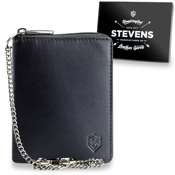 Vīriešu ādas maks ar rāvējslēdzēju un ķēdīti Stevens S160