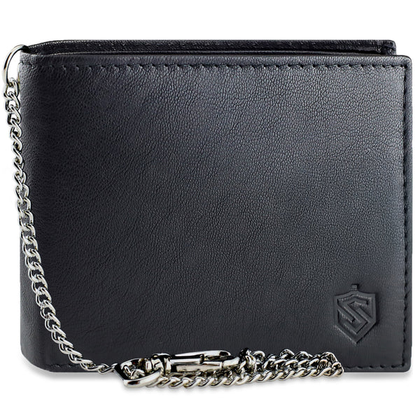 Melns vīriešu maks STEVENS ar ķēdīti S1084