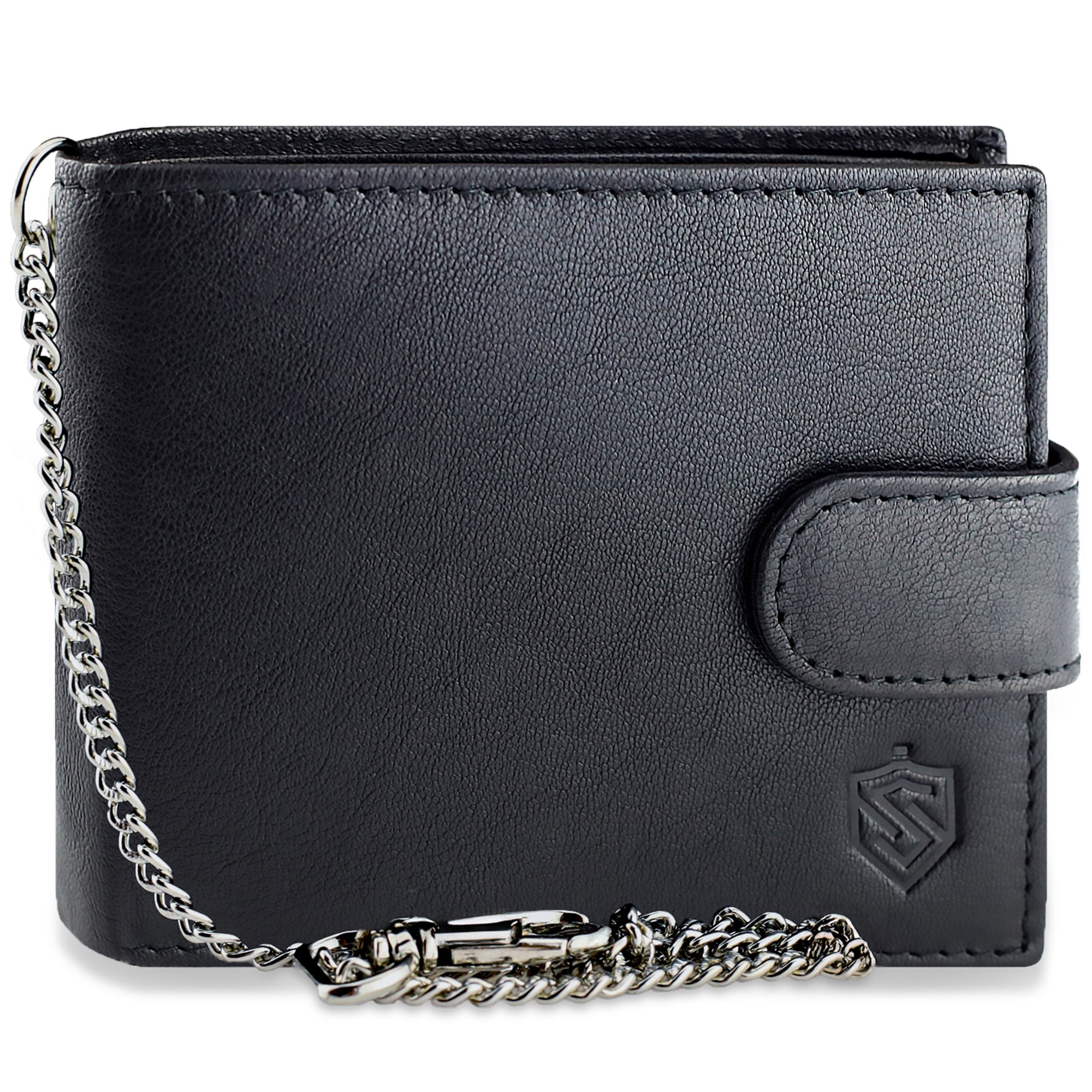 Melns vīriešu maks STEVENS ar ķēdīti S1082 