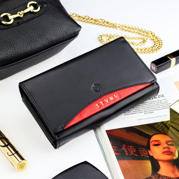 Sieviešu ādas maks Stevens, melns, RFID 210-R