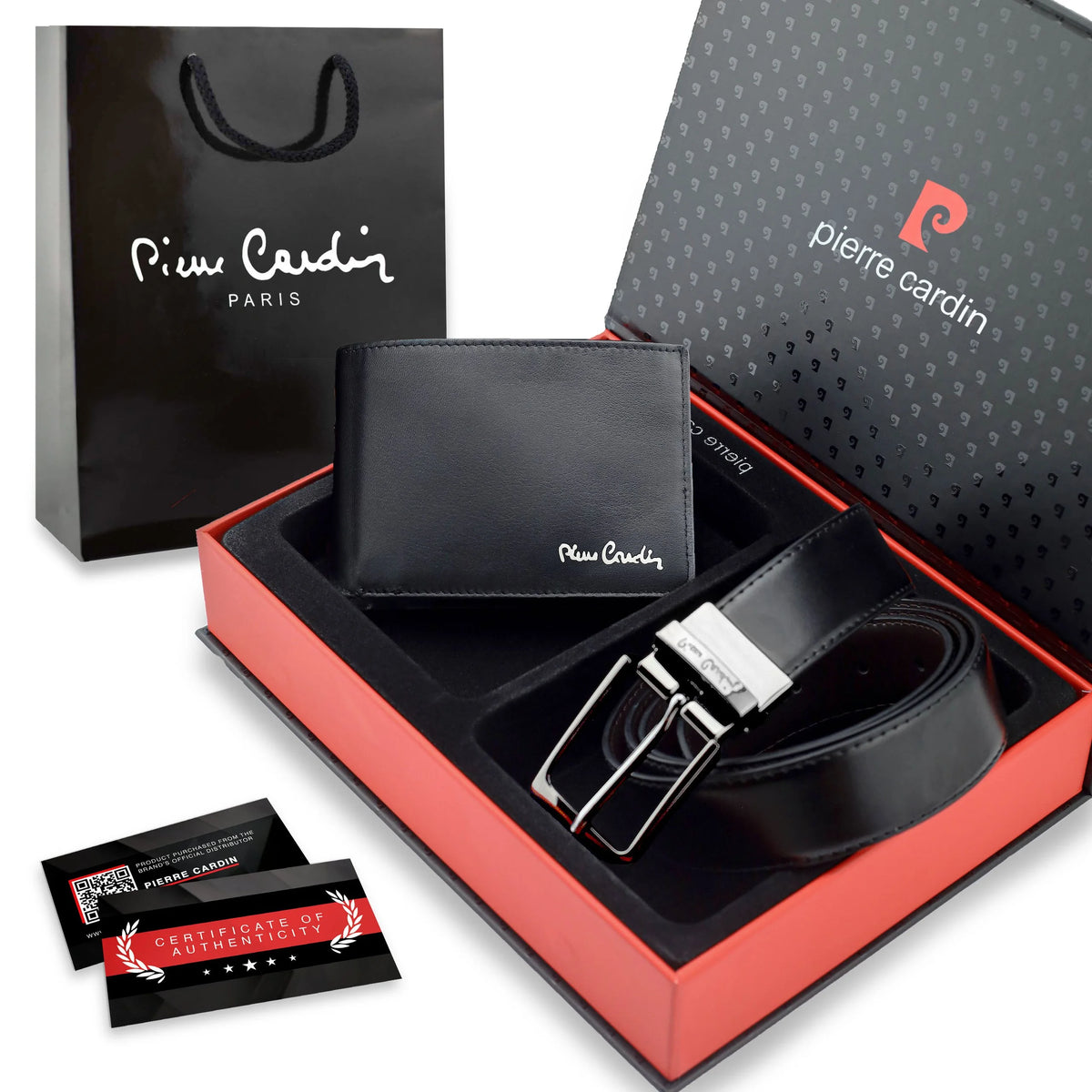 Dāvanu komplekts vīriešiem: Pierre Cardin RFID ādas maks, ādas josta 75T8806BB