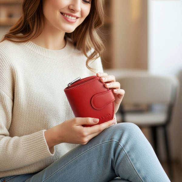 Stevens sieviešu maks, sarkans, ar RFID aizsardzību